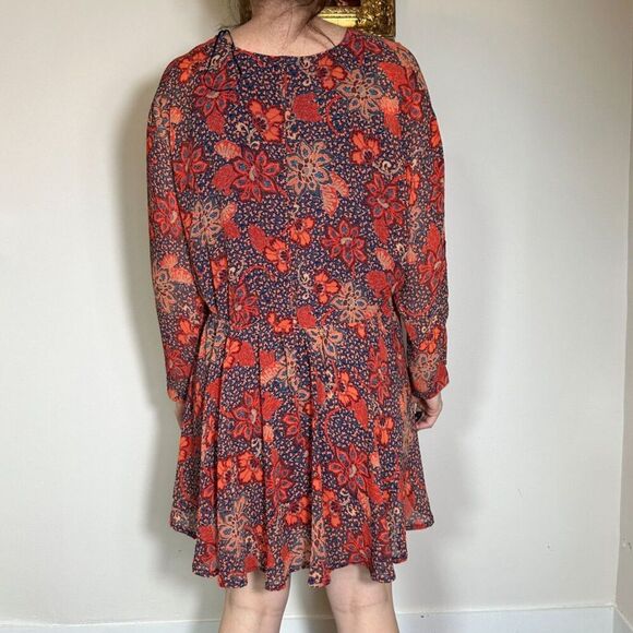 Free People Paisley Longsleeve Teegan Mini Dress Size XS - Picture 2 of 3